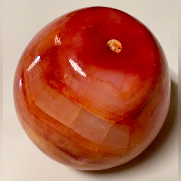 Mid Century Vintage Hand Carved Onyx Marble Apple Figurine Paperweight Sculpture - Picture 14 of 16